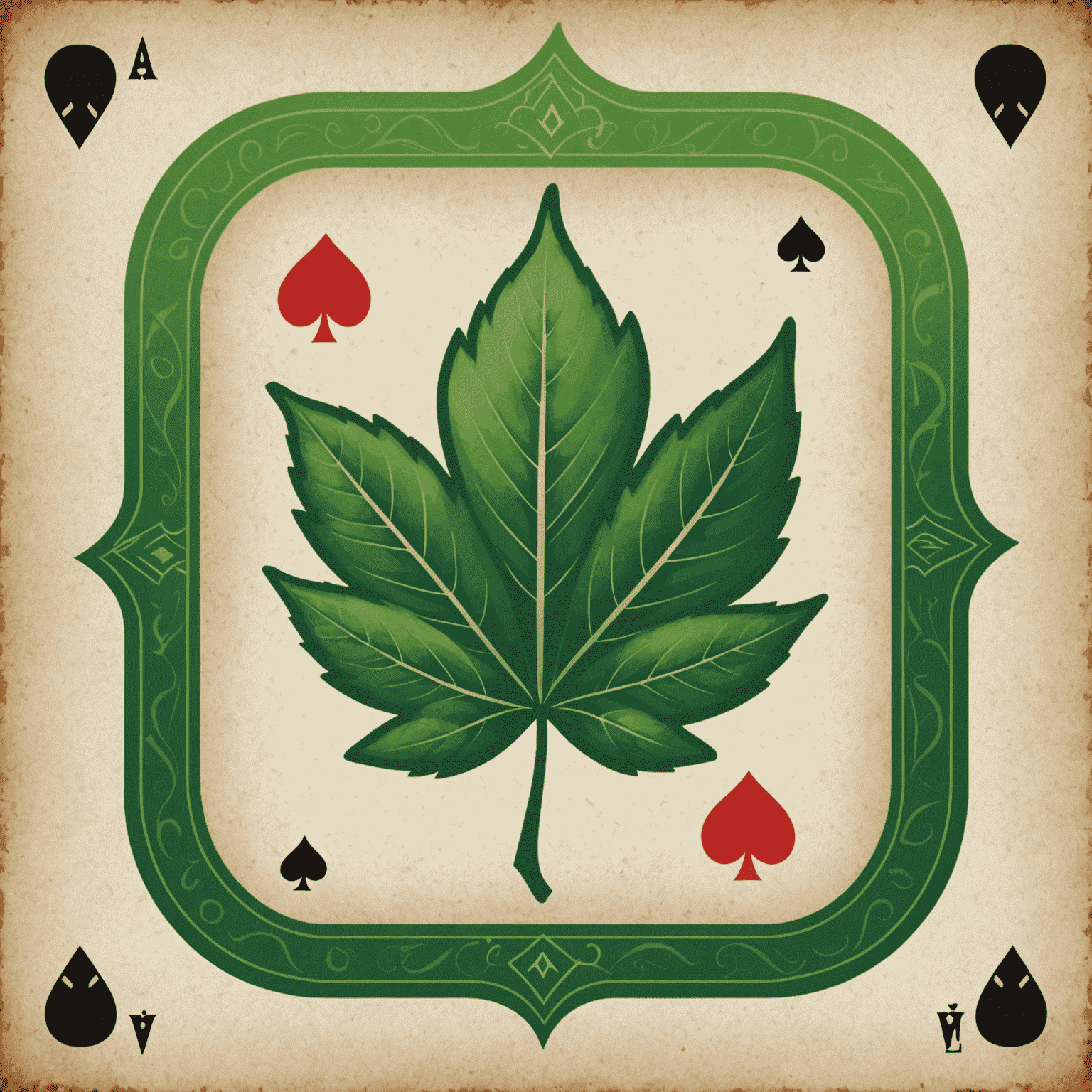 AviaPlinClub Logo - A stylized green leaf with playing card symbols