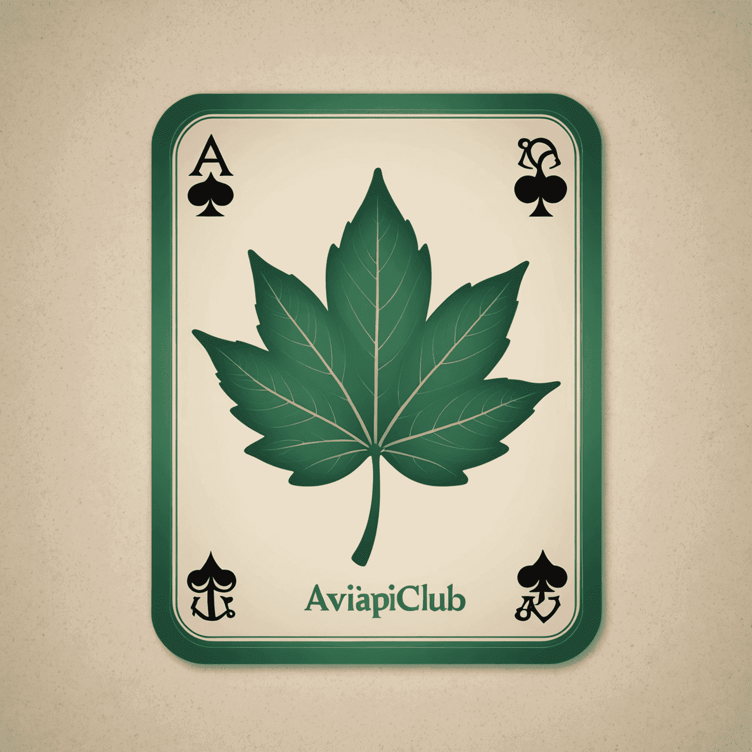 AviaPlinClub Logo - A stylized green leaf with playing card symbols