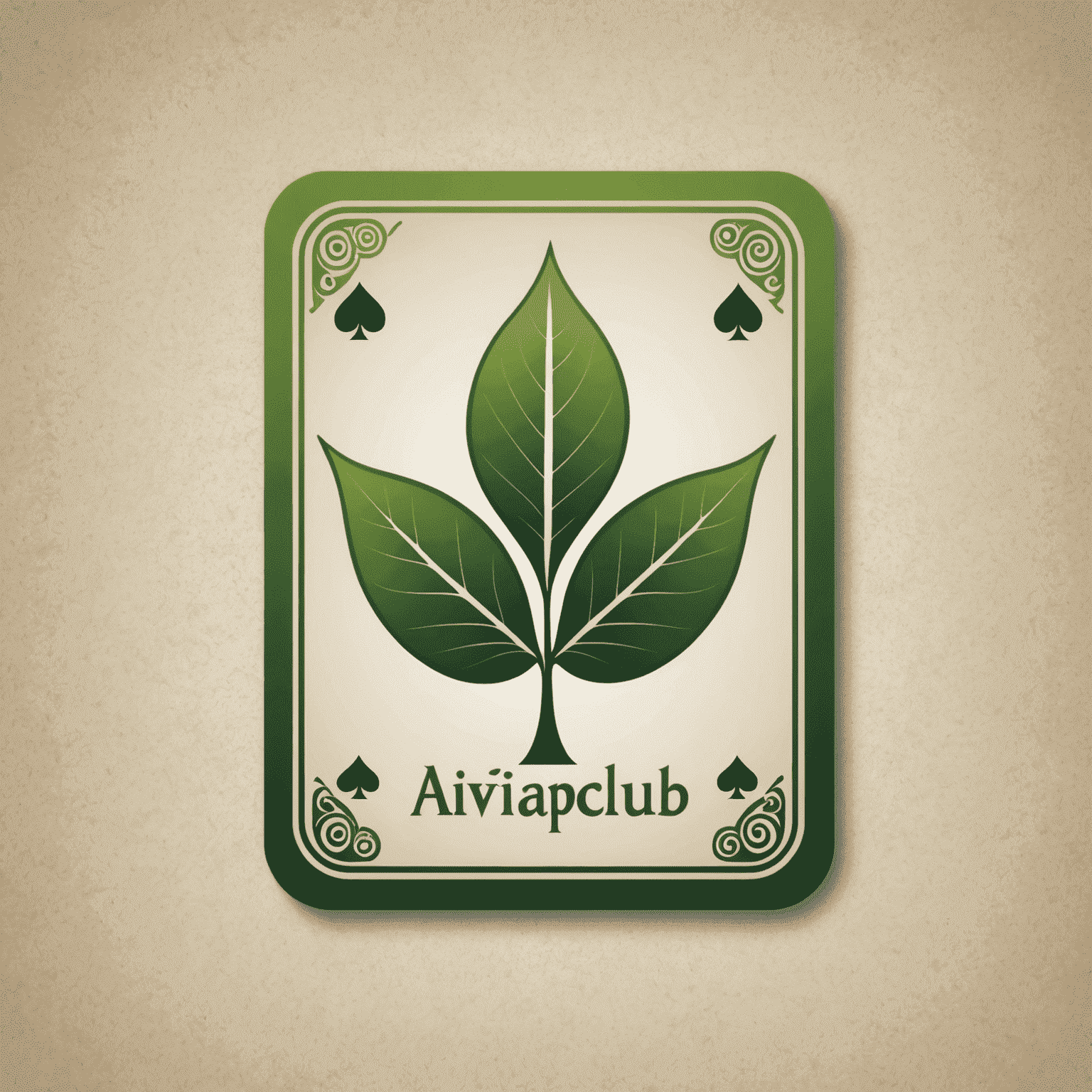 AviaPlinClub Logo - A stylized green leaf with playing card symbols