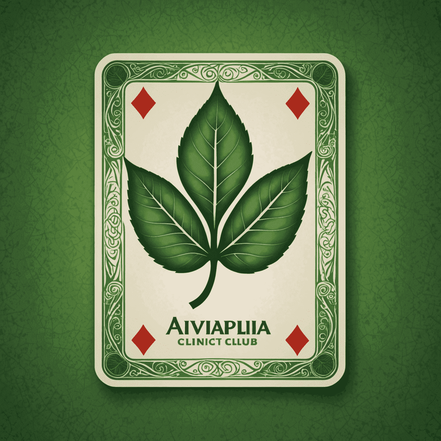 AviaPlinClub Logo - A stylized green leaf with playing card symbols