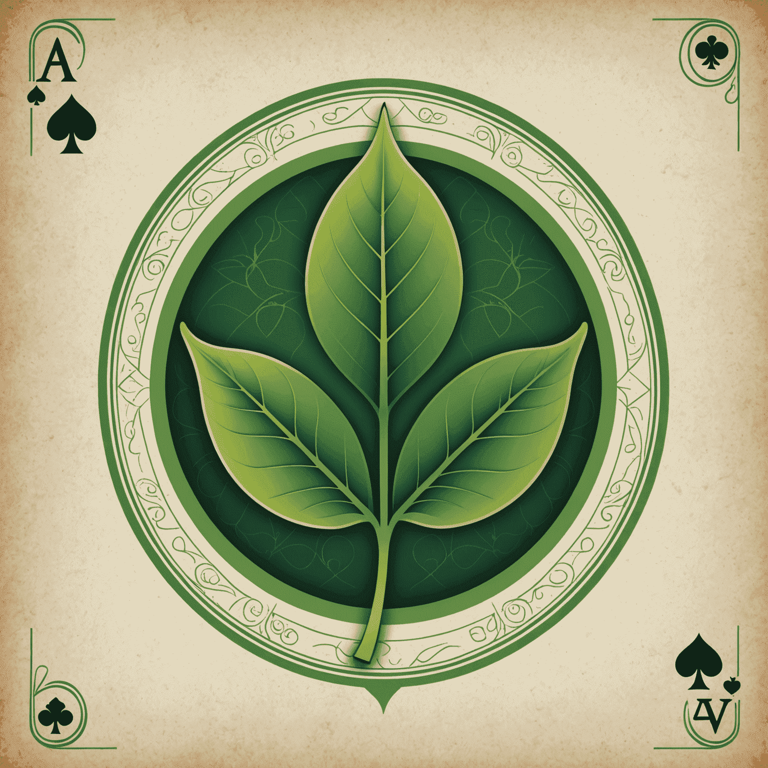 AviaPlinClub Logo - A stylized green leaf with playing card symbols