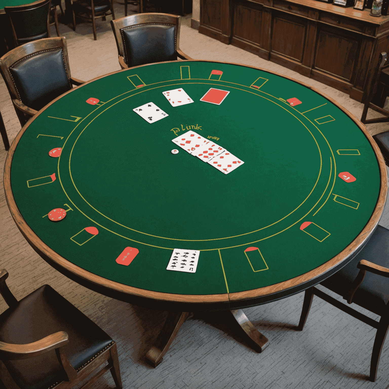 Plink Blackjack - A blackjack table with a green felt top and cards made from recycled materials