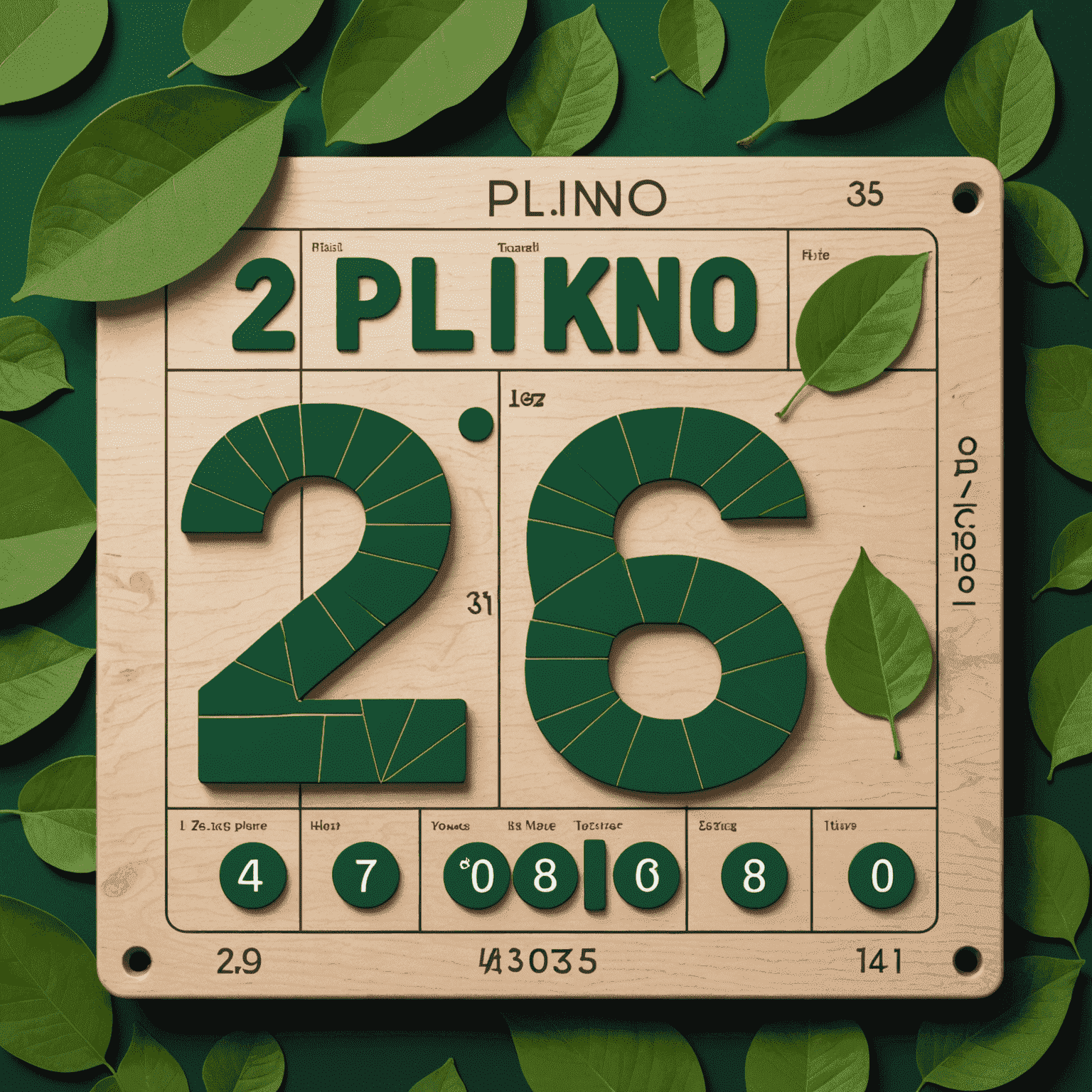 Plink Keno - A keno board with numbers made from leaves and natural elements